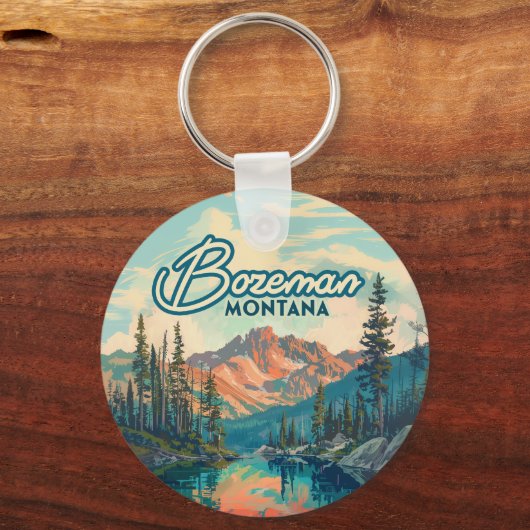Bozeman Montana Rocky Mountains Vintag Schlüsselanhänger (Rückseite)