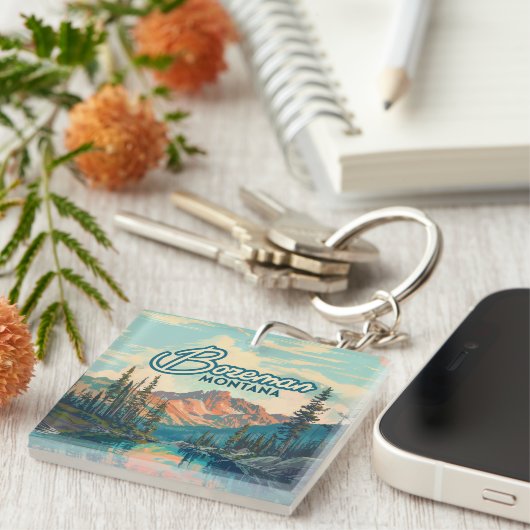 Bozeman Montana Rocky Mountains Vintag Schlüsselanhänger (Vorderseite rechts)