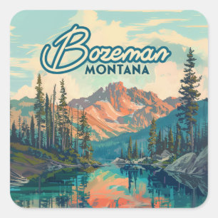 Bozeman Montana Rocky Mountains Vintage Quadratischer Aufkleber