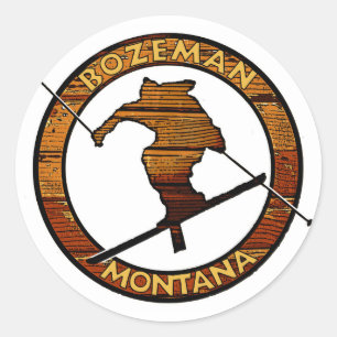 Bozeman Montana Skilanglaufaufkleber Runder Aufkleber