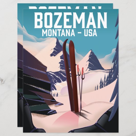 Bozeman Montana Skiposter (Vorne/Hinten)