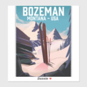 Bozeman Montana Skiposter Aufkleber (Blatt)