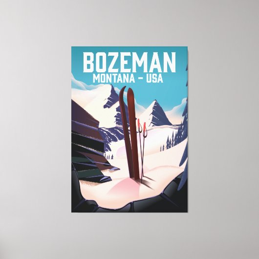 Bozeman Montana Skiposter Leinwanddruck (Vorderseite)
