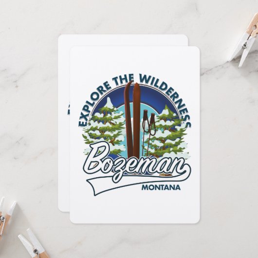 Bozeman Montana Skiposter-Logo (Vorderseite/Rückseite Beispiel)