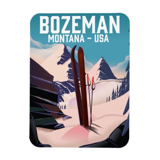 Bozeman Montana Skiposter Magnet (Vertikal)