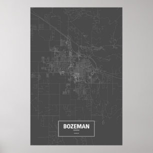 Bozeman, Montana (weiß auf Schwarzem) Poster