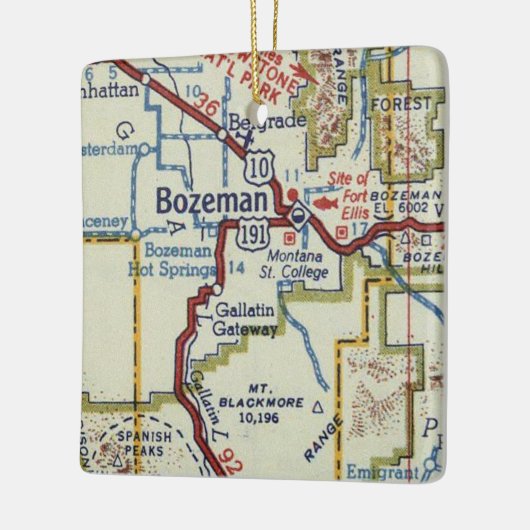 Bozeman MT Vintag Map Keramikornament (Links)