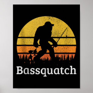 Bquatch Lustig B Angeln Sasquatch Bigfoot Vintage Poster