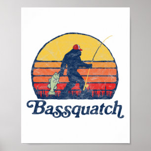 Bquatch! Lustiger Bigfoot Angelsport Outdoor Retro Poster