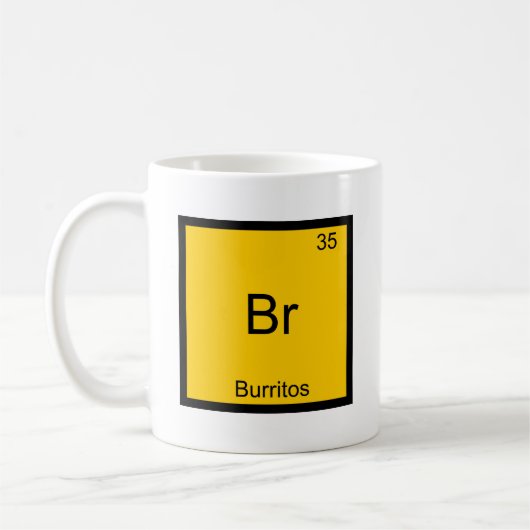 Br - Burritos-Chemie-Element-Symbol lustig Kaffeetasse (Links)