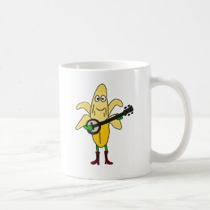 BR lustige Banane, die Banjo-Cartoon spielt Kaffeetasse