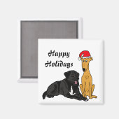 BR- Schwarzes Labor und Greyhound Christmas Magnet (Vorderseite/Rückseite)