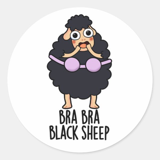 Bra-bra Black Sheep Funny Animal Puff Runder Aufkleber (Vorderseite)