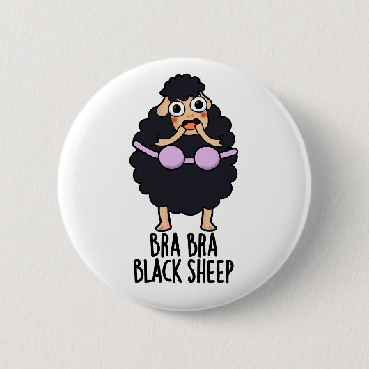 Bra-bra Schwarzes Schaf Lustiger Tierwitz Button (Vorderseite)