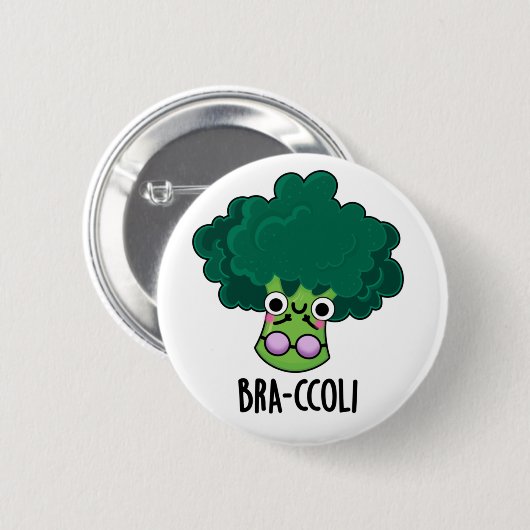 Bra-ccoli Funny Veggie Broccoli Bra Pun Button (Vorne & Hinten)