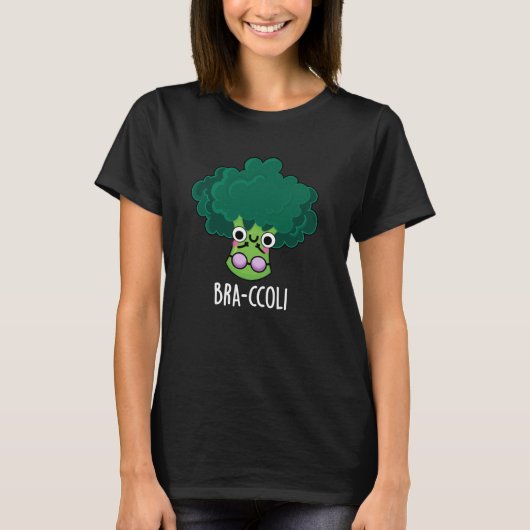 Bra-ccoli Funny Veggie Broccoli Bra Pun Dark BG T-Shirt (Vorderseite)