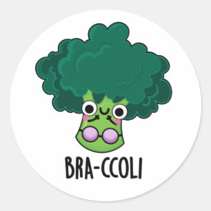 Bra-ccoli Funny Veggie Broccoli Bra Pun Runder Aufkleber