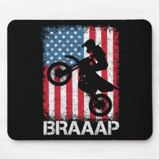 Braaap Vintage Usa Amerikanische Flagge Tee Motocr Mousepad