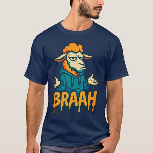 BRAAH Funny Sheep Hoodie Meme T - Shirt (Vorderseite)