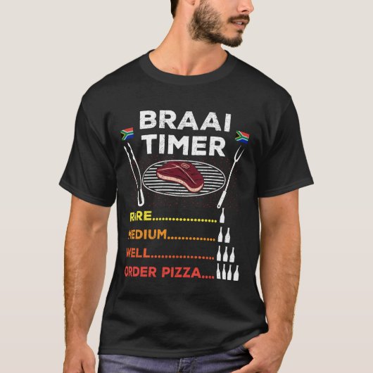 Braai Timer Order Pizza African GRILLEN Funny T - T-Shirt (Vorderseite)