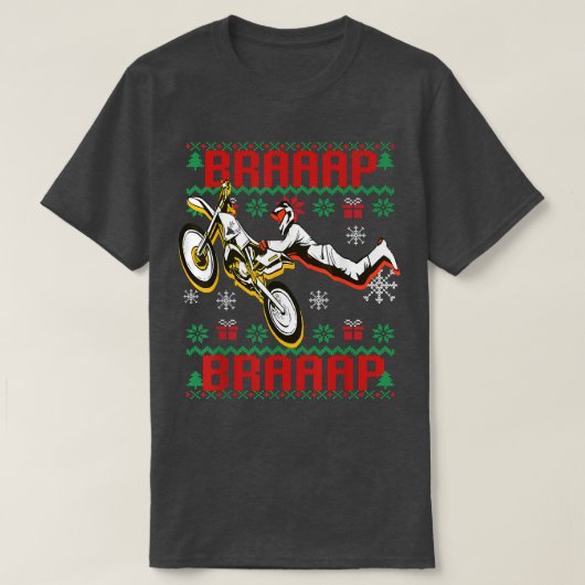 BRAAP Through The Snow Ugly Christmas Motocross Di T-Shirt (Design vorne)