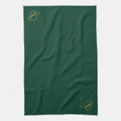Brabded Grünes und goldenes Monogramm Anfangsbuchs Geschirrtuch (Vertikal)