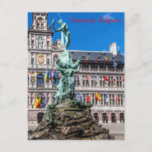 Brabos Denkmal und Stadhuis Antwerpen Postkarte