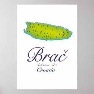 Brač Adria, Kroatien Karte Poster