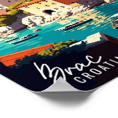 Brac Croatia Art Vintage Reise Illustration Poster (Ecke)