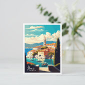 Brac Croatia Art Vintage Reise Illustration Postkarte (Stehend Vorderseite)