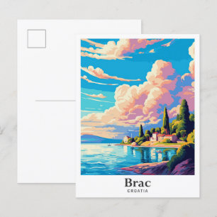 Brac Croatia Art Vintage Reiseführer von Marcopolo Postkarte
