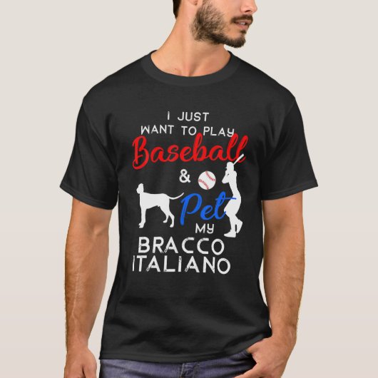 Bracco Italiano Funny Baseball Dog Owner Lover Xma T-Shirt (Vorderseite)