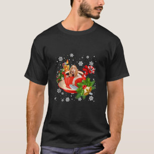 Bracco Italiano und Kaffee Weihnachtsschnee Licht  T-Shirt