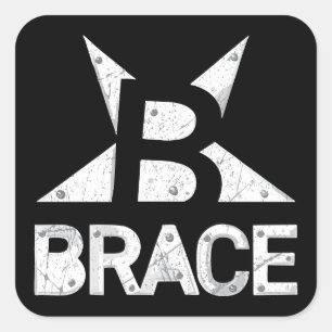 BRACE "Classic"-Logo, weißer Text auf schwarz Quadratischer Aufkleber