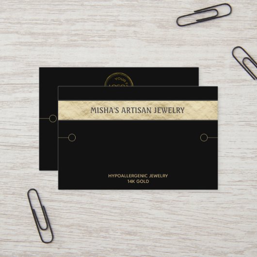 Bracelet Display Black Gold Logo Business Card Visitenkarte (Vorderseite/Rückseite Beispiel)