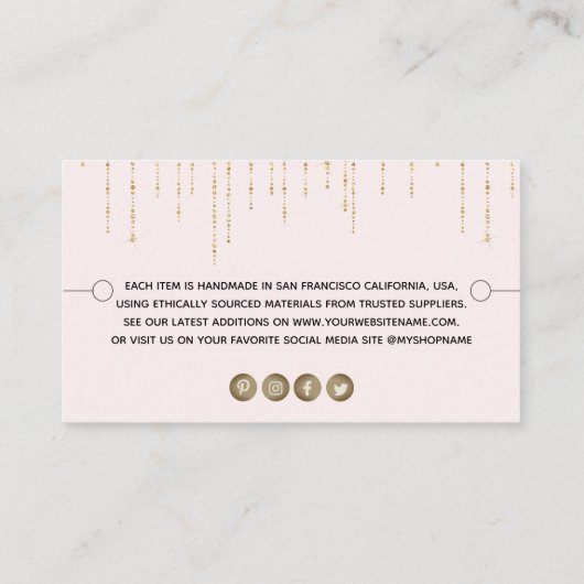 Bracelet Display Blush Gold String Lights Visitenkarte (Rückseite)