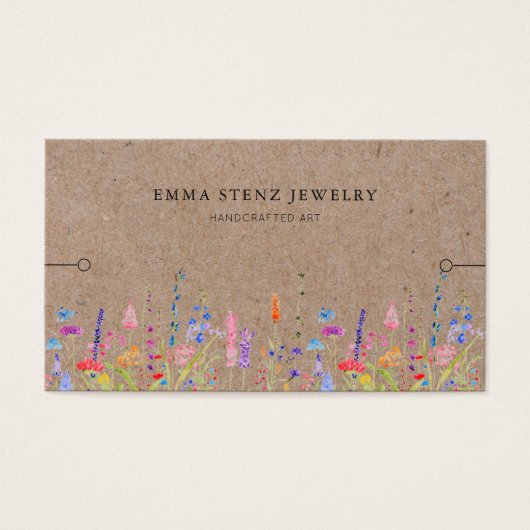 Bracelet Display Card ・ Rustikale Kraft-Wildblumen (Vorderseite)