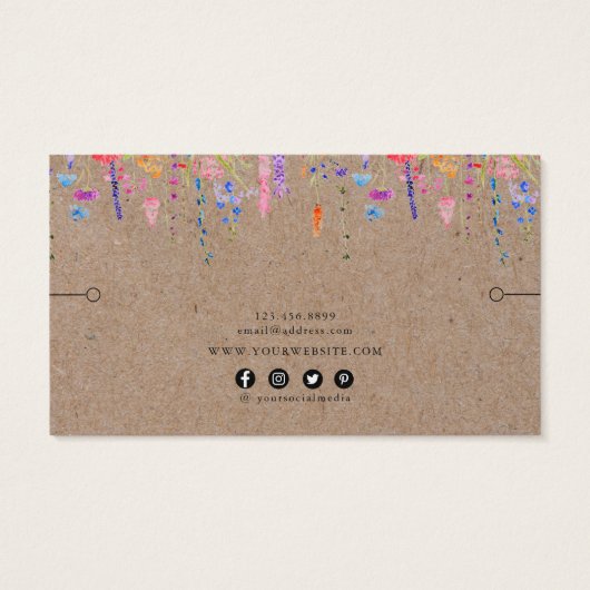 Bracelet Display Card ・ Rustikale Kraft-Wildblumen (Rückseite)