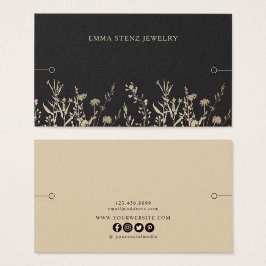 Bracelet Display Card ・ Rustikale Wildblumen Gold (Vorne & Hinten)