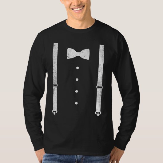 Braces Bow Tie Dress Code Black Tie Party T-Shirt (Vorderseite)
