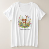Brache Dose und Hirsche mit Blume Große Größe T-Shirt (Design vorne)