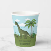 Brachiosaurus Dinosaur Blue Sky Tropical Birthday Pappbecher (Vorderseite)