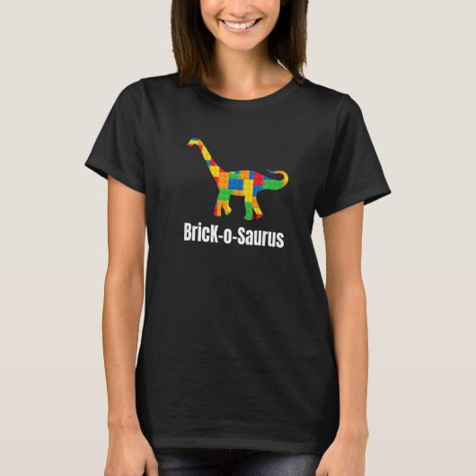 Brachiosaurus Dinosaur Kids Brick Builder Gebäude T-Shirt (Vorderseite)