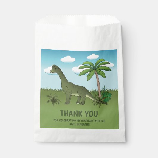Brachiosaurus Dinosaur Tropical Geburtstag Vielen Geschenktütchen (Vorderseite)