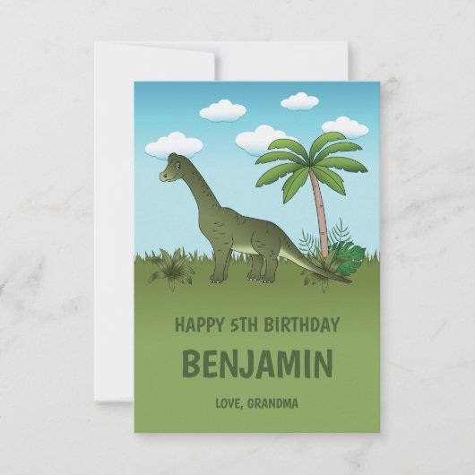 Brachiosaurus Dinosaur Tropical Happy Birthday (Vorderseite)