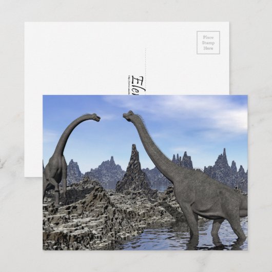Brachiosaurus-Dinosaurier - 3D-Darstellung Postkarte (Vorne/Hinten)