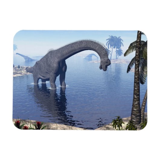 Brachiosaurus dinosaurier in Wasser - 3D-Darstellu Magnet (Horizontal)