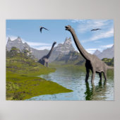 Brachiosaurus-Dinosaurier in Wasser - 3D-Darstellu Poster (Vorne)