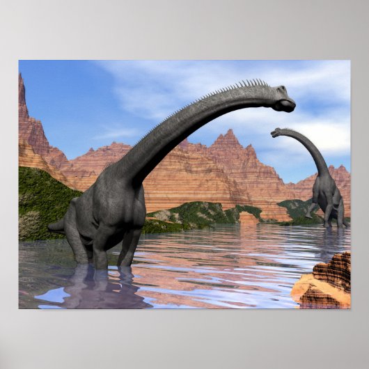Brachiosaurus-Dinosaurier in Wasser - 3D-Darstellu Poster (Vorne)