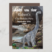 Brachiosaurus, Dinosaurier zum Geburtstag, Einladung (Vorne/Hinten)